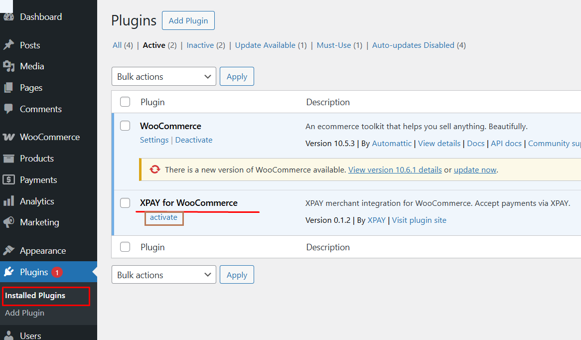 Установленные